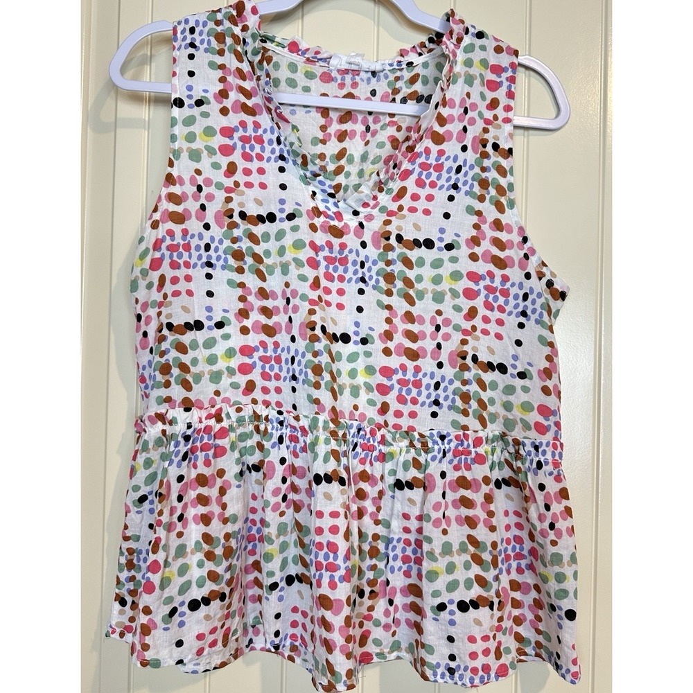 THML sleeveless babydoll multicolor Boho Cottagecore Shirt blouse sz M GUC